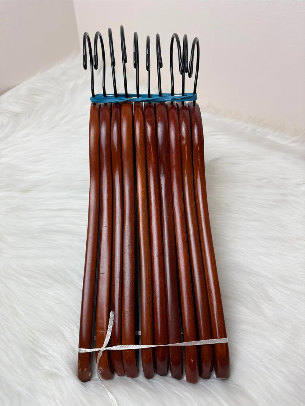 Brookstone Premium Wooden Hangers with Bar in Mahogany  - Set of 10